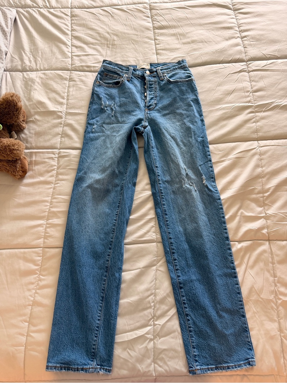 Universal Thread Light-Mid Blue Straight Leg Jeans with Button Fly